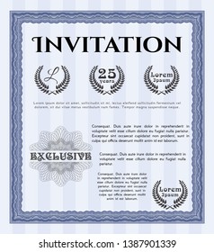 Blue Formal invitation. Modern design. With quality background. Vector illustration. 
