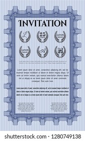 Blue Formal invitation. Money Pattern design. Printer friendly. Detailed. 