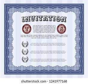 Blue Formal invitation. Money style design. Printer friendly. Customizable, Easy to edit and change colors. 