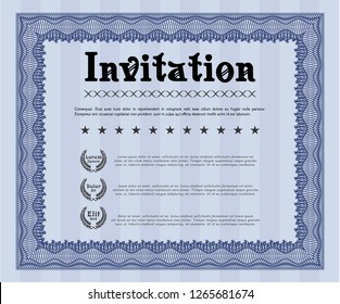 Blue Formal invitation. Nice design. Complex background. Customizable, Easy to edit and change colors. 