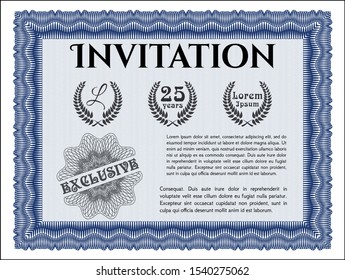 Blue Formal invitation. Nice design. Customizable, Easy to edit and change colors. Easy to print. 
