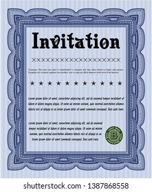 Blue Formal invitation. Printer friendly. Customizable, Easy to edit and change colors. Perfect design. 