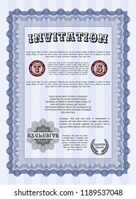 Blue Formal invitation. Sophisticated design. Customizable, Easy to edit and change colors. With complex linear background. 