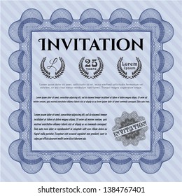 Blue Formal invitation. Sophisticated design. With quality background. Detailed. 