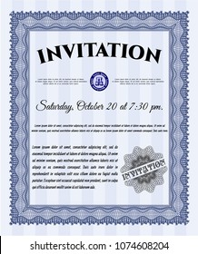  Blue Formal invitation template. With background. Lovely design. Customizable, Easy to edit and change colors. 