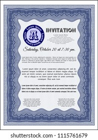 Blue Formal invitation template. With background. Beauty design. Customizable, Easy to edit and change colors. 