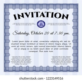 Blue Formal invitation template. With background. Money design. Customizable, Easy to edit and change colors. 