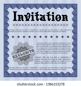 Blue Formal invitation template. With background. Good design. Detailed. 