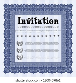 Blue Formal invitation template. Beauty design. With guilloche pattern. Customizable, Easy to edit and change colors. 