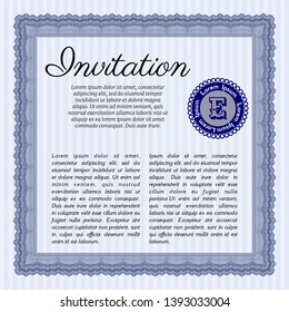 Blue Formal invitation template. Beauty design. With linear background. Customizable, Easy to edit and change colors. 