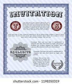 Blue Formal invitation template. Complex background. Elegant design. Detailed. 