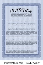 Blue Formal invitation template. Complex background. Customizable, Easy to edit and change colors. Modern design. 