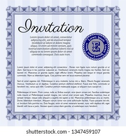 Blue Formal invitation template. With complex background. Retro design. Vector illustration. 