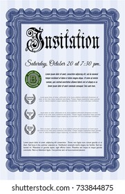 Blue Formal invitation template. With complex linear background. Beauty design. Customizable, Easy to edit and change colors. 