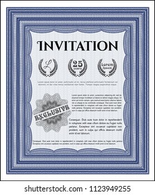 Blue Formal invitation template. Cordial design. With background. Customizable, Easy to edit and change colors. 
