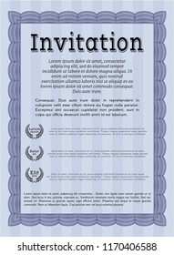 Blue Formal invitation template. Customizable, Easy to edit and change colors. With quality background. Perfect design. 