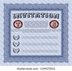 Blue Formal invitation template. Customizable, Easy to edit and change colors. With complex linear background. Excellent design. 
