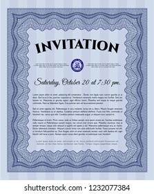 Blue Formal invitation template. Customizable, Easy to edit and change colors. Printer friendly. Nice design. 