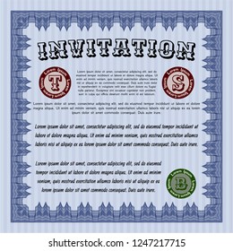 Blue Formal invitation template. Customizable, Easy to edit and change colors. With linear background. Good design. 