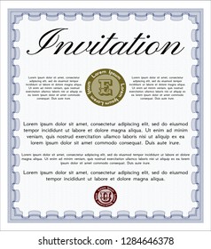 Blue Formal invitation template. Customizable, Easy to edit and change colors. With great quality guilloche pattern. Superior design. 