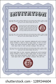 Blue Formal invitation template. Customizable, Easy to edit and change colors. Printer friendly. Superior design. 
