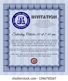 Blue Formal invitation template. Customizable, Easy to edit and change colors. Easy to print. Modern design. 