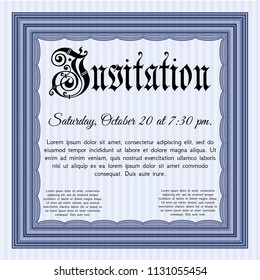 Blue Formal invitation template. Elegant design. With background. Customizable, Easy to edit and change colors. 
