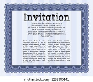 Blue Formal invitation template. Excellent design. Customizable, Easy to edit and change colors. With complex background. 