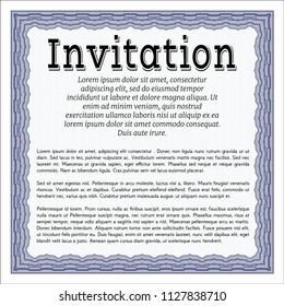 Blue Formal invitation template. Good design. With background. Vector illustration. 