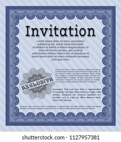 Blue Formal invitation template. Good design. With complex linear background. Customizable, Easy to edit and change colors. 