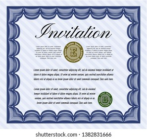 Blue Formal invitation template. Good design. Customizable, Easy to edit and change colors. Printer friendly. 