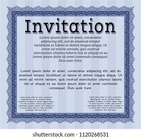 Blue Formal invitation template. Lovely design. Easy to print. Customizable, Easy to edit and change colors. 