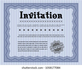    Blue Formal invitation template. Modern design. With guilloche pattern and background. Customizable, Easy to edit and change colors. 