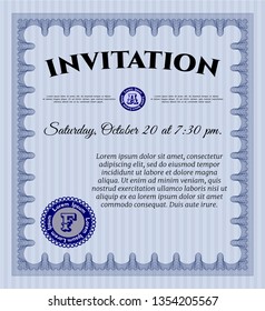 Blue Formal invitation template. Money Pattern. Customizable, Easy to edit and change colors. With quality background. 