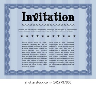 Blue Formal invitation template. Nice design. Vector illustration. With quality background. 