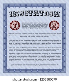 Blue Formal invitation template. Perfect design. Vector illustration. With background. 
