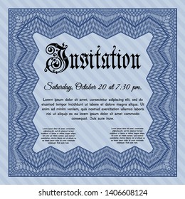 Blue Formal invitation template. Perfect design. Detailed. With quality background. 