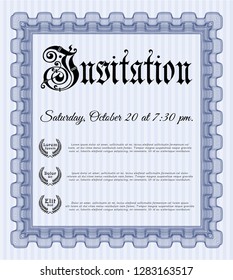 Blue Formal invitation template. Printer friendly. Detailed. Superior design. 