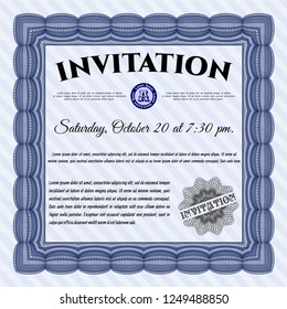Blue Formal invitation template. Retro design. Easy to print. Customizable, Easy to edit and change colors. 