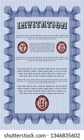 Blue Formal invitation template. Superior design. Customizable, Easy to edit and change colors. With background. 