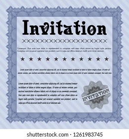 Blue Formal invitation template. Vector illustration. Complex background. Money Pattern design. 
