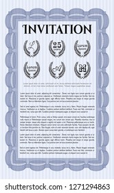 Blue Formal invitation template. Vector illustration. With guilloche pattern and background. Good design. 