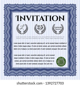 Blue Formal invitation template. Vector illustration. With background. Perfect design. 