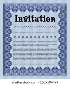 Blue Formal invitation. Vector illustration. With quality background. Money design. 