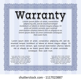 Blue Formal Warranty Certificate template. Customizable, Easy to edit and change colors. Printer friendly. Excellent design. 
