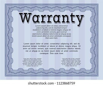 Blue Formal Warranty Certificate template. Sophisticated design. With quality background. Customizable, Easy to edit and change colors. 