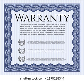 Blue Formal Warranty Certificate template. Retro design. With background. Customizable, Easy to edit and change colors. 