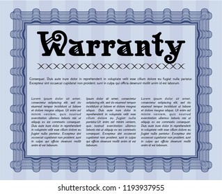 Blue Formal Warranty Certificate template. Artistry design. Printer friendly. Customizable, Easy to edit and change colors. 