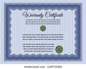 Blue Formal Warranty Certificate Template Customizable Stock Vector ...