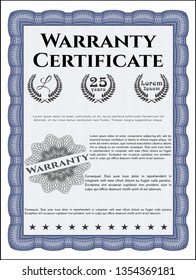 Blue Formal Warranty Certificate Template Retro Stock Vector (Royalty ...